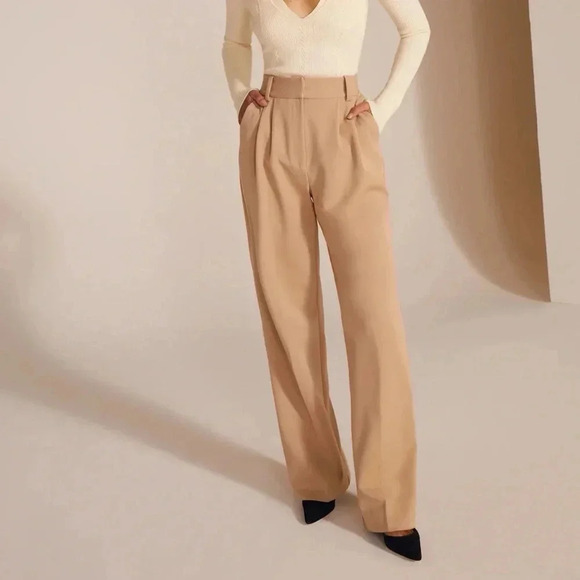 NWT Favorite Daughter Anthropologie The Favorite Pant Wide Leg Trouser Beige 0 - Picture 1 of 14